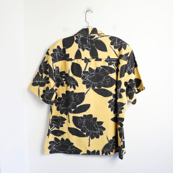NWT Jacquemus Jean Camp-Collar Printed 100% Cotton Shirt Floral Yellow Print 50 - Picture 5 of 15